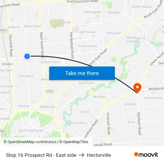 Stop 16 Prospect Rd - East side to Hectorville map