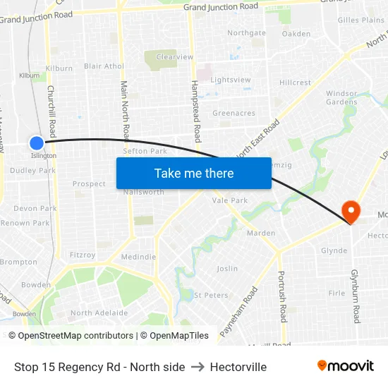 Stop 15 Regency Rd - North side to Hectorville map