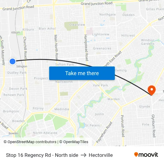 Stop 16 Regency Rd - North side to Hectorville map