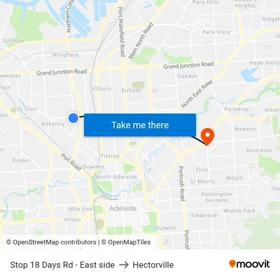 Stop 18 Days Rd - East side to Hectorville map