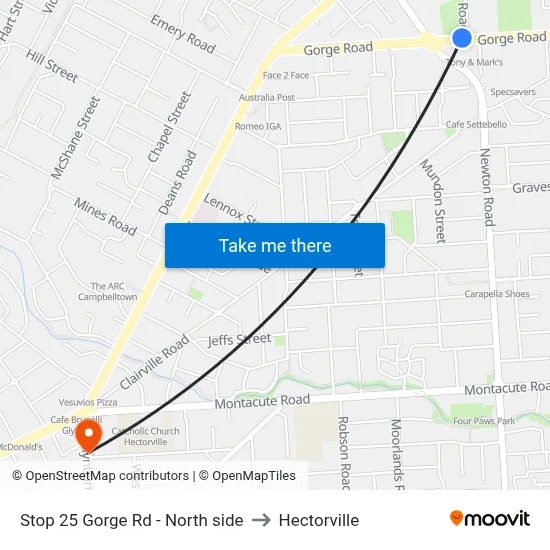 Stop 25 Gorge Rd - North side to Hectorville map