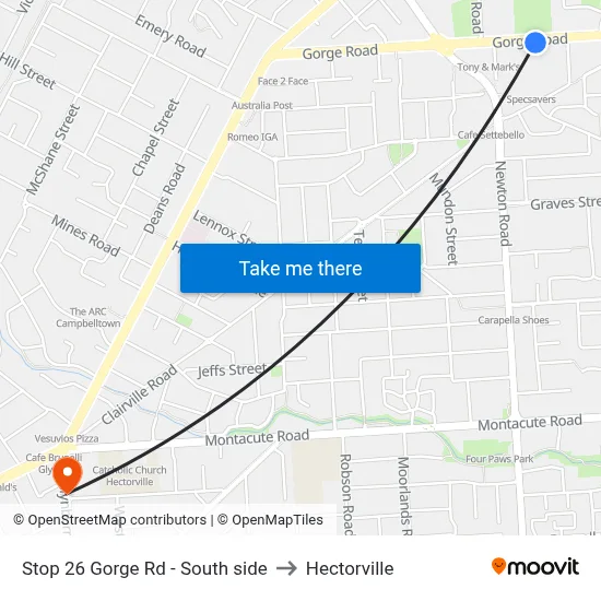 Stop 26 Gorge Rd - South side to Hectorville map