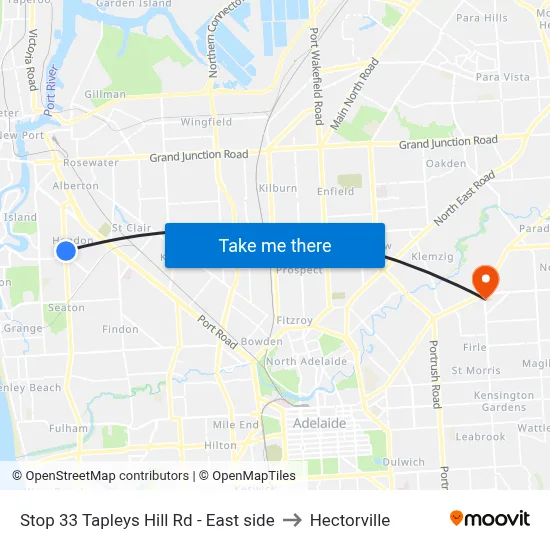Stop 33 Tapleys Hill Rd - East side to Hectorville map