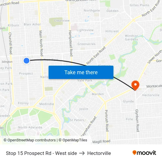Stop 15 Prospect Rd - West side to Hectorville map