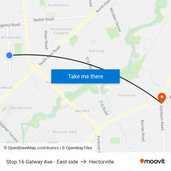Stop 16 Galway Ave - East side to Hectorville map