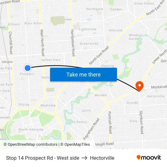 Stop 14 Prospect Rd - West side to Hectorville map