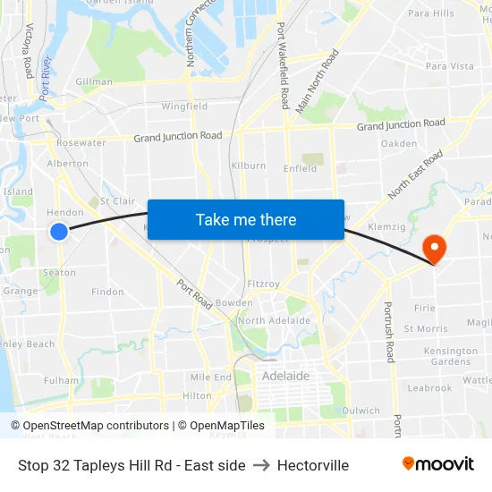 Stop 32 Tapleys Hill Rd - East side to Hectorville map
