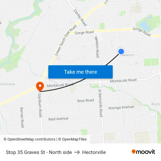 Stop 35 Graves St - North side to Hectorville map
