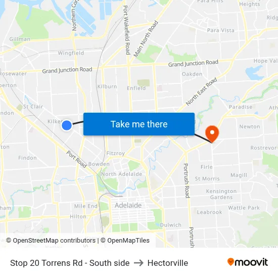 Stop 20 Torrens Rd - South side to Hectorville map