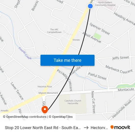 Stop 20 Lower North East Rd - South East side to Hectorville map