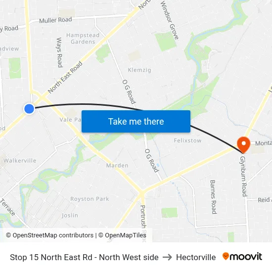 Stop 15 North East Rd - North West side to Hectorville map