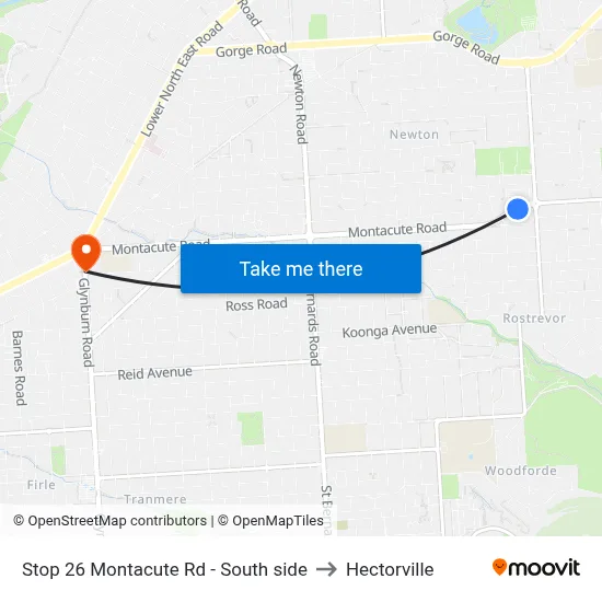 Stop 26 Montacute Rd - South side to Hectorville map