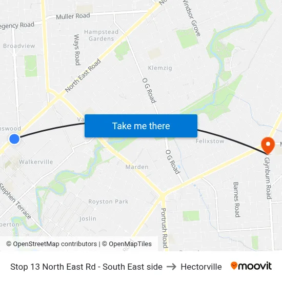 Stop 13 North East Rd - South East side to Hectorville map