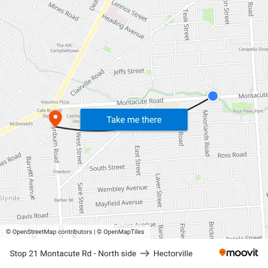 Stop 21 Montacute Rd - North side to Hectorville map