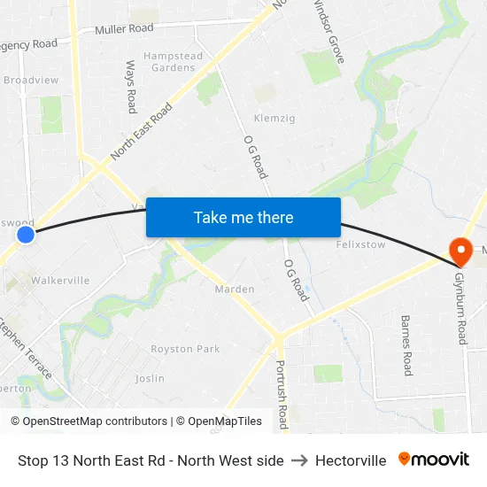 Stop 13 North East Rd - North West side to Hectorville map