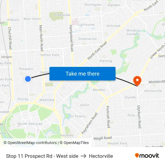 Stop 11 Prospect Rd - West side to Hectorville map