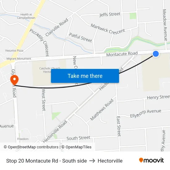 Stop 20 Montacute Rd - South side to Hectorville map