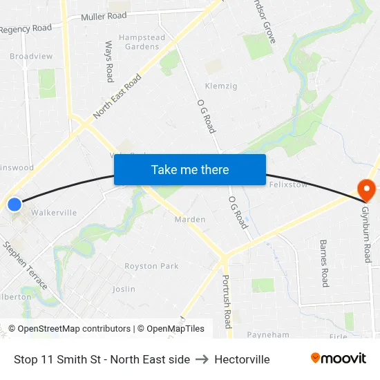 Stop 11 Smith St - North East side to Hectorville map