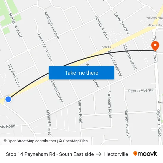 Stop 14 Payneham Rd - South East side to Hectorville map