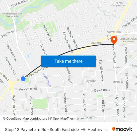 Stop 13 Payneham Rd - South East side to Hectorville map