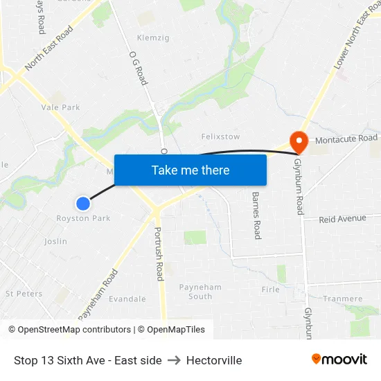 Stop 13 Sixth Ave - East side to Hectorville map