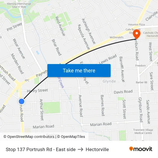 Stop 137 Portrush Rd - East side to Hectorville map