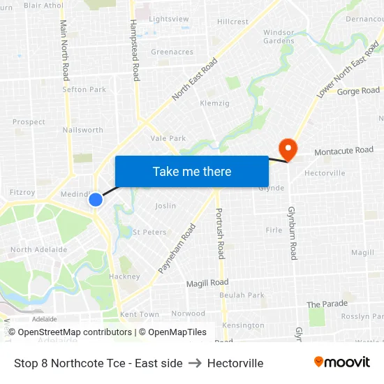 Stop 8 Northcote Tce - East side to Hectorville map