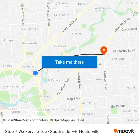 Stop 7 Walkerville Tce - South side to Hectorville map