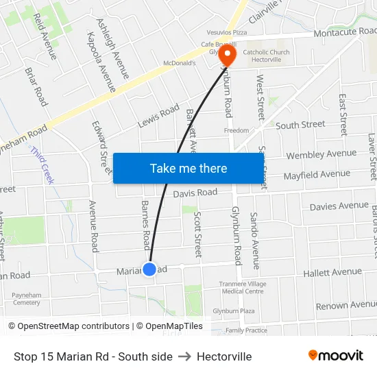 Stop 15 Marian Rd - South side to Hectorville map