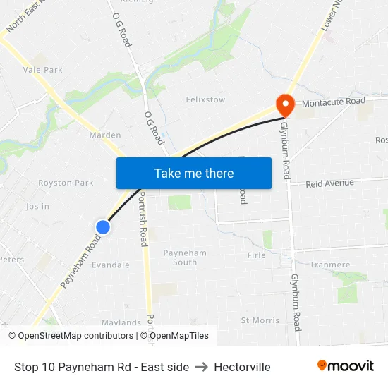 Stop 10 Payneham Rd - East side to Hectorville map