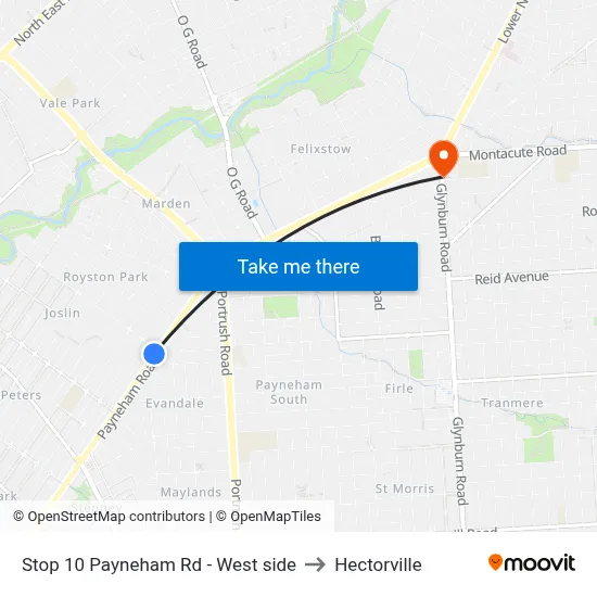 Stop 10 Payneham Rd - West side to Hectorville map