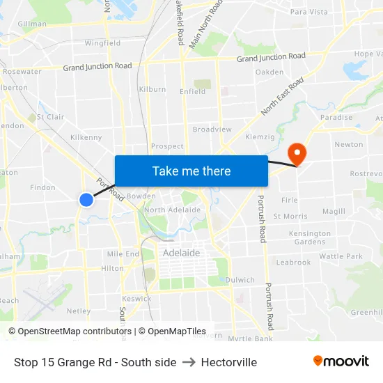 Stop 15 Grange Rd - South side to Hectorville map