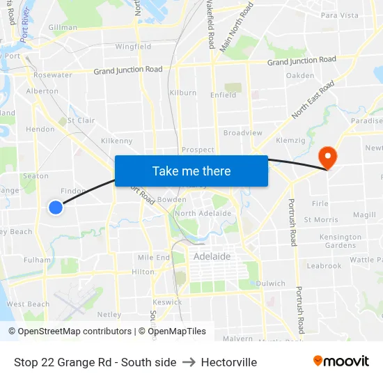 Stop 22 Grange Rd - South side to Hectorville map