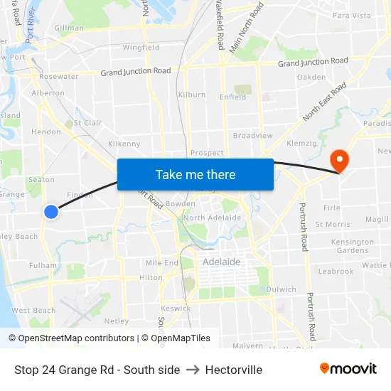 Stop 24 Grange Rd - South side to Hectorville map