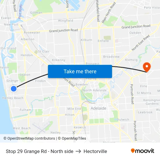 Stop 29 Grange Rd - North side to Hectorville map