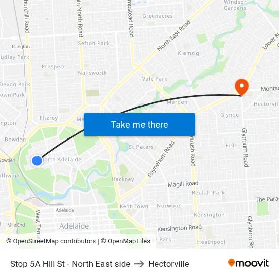 Stop 5A Hill St - North East side to Hectorville map