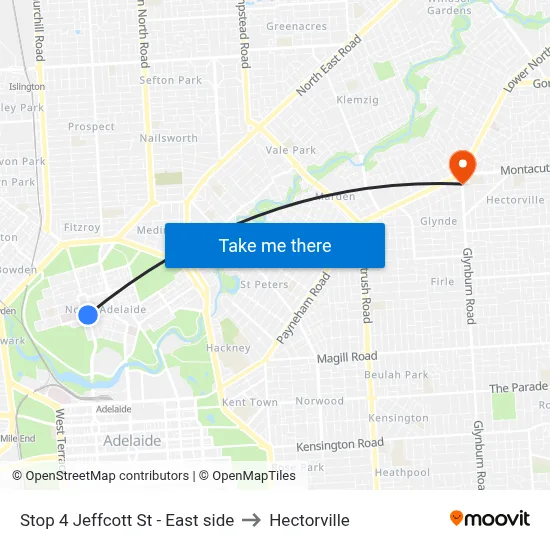 Stop 4 Jeffcott St - East side to Hectorville map