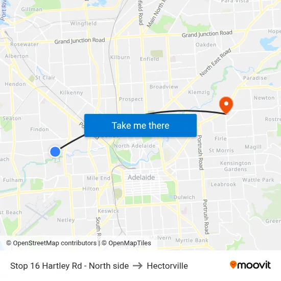 Stop 16 Hartley Rd - North side to Hectorville map