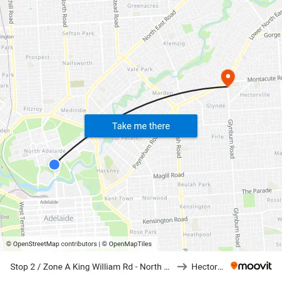 Stop 2 / Zone A King William Rd - North West side to Hectorville map