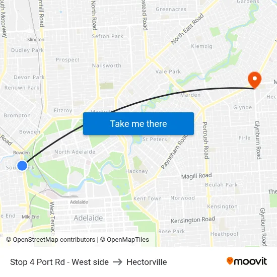 Stop 4 Port Rd - West side to Hectorville map
