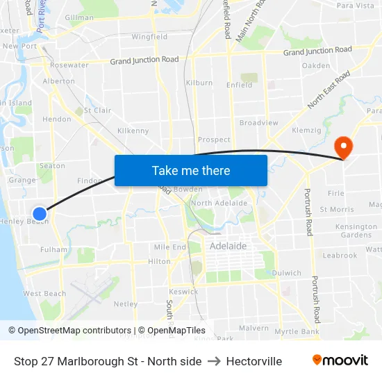 Stop 27 Marlborough St - North side to Hectorville map