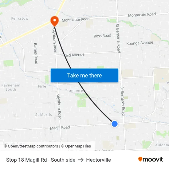 Stop 18 Magill Rd - South side to Hectorville map