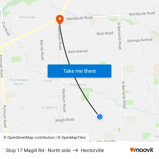 Stop 17 Magill Rd - North side to Hectorville map