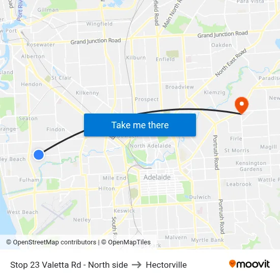 Stop 23 Valetta Rd - North side to Hectorville map