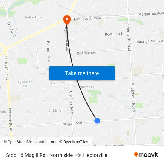 Stop 16 Magill Rd - North side to Hectorville map