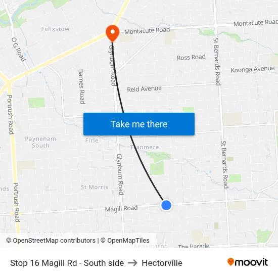 Stop 16 Magill Rd - South side to Hectorville map