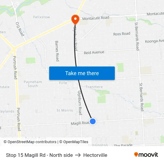 Stop 15 Magill Rd - North side to Hectorville map