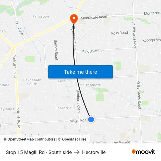 Stop 15 Magill Rd - South side to Hectorville map