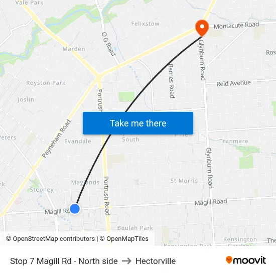 Stop 7 Magill Rd - North side to Hectorville map