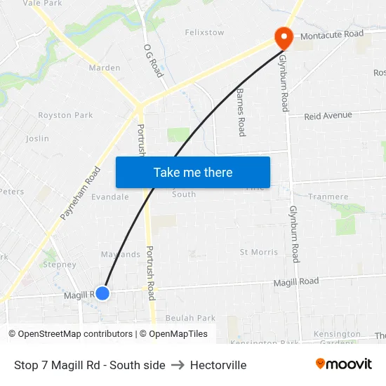 Stop 7 Magill Rd - South side to Hectorville map